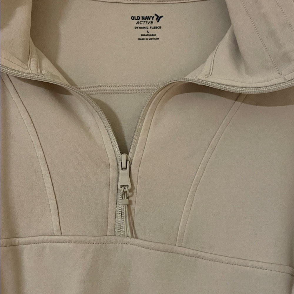 Old Navy Active Dynamic Fleece quarter zip Pullover - Cream and black. - Picture 3 of 4
